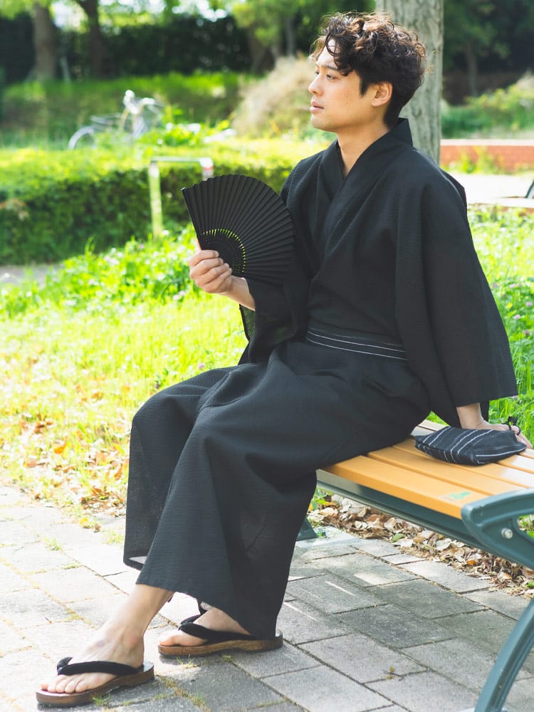 浴衣 5点セット しじら織り 浴衣 帯 扇子 下駄 巾着 浴衣 和服 セット 5点 帯 下駄 扇子 信玄袋 花火 祭り 父の日