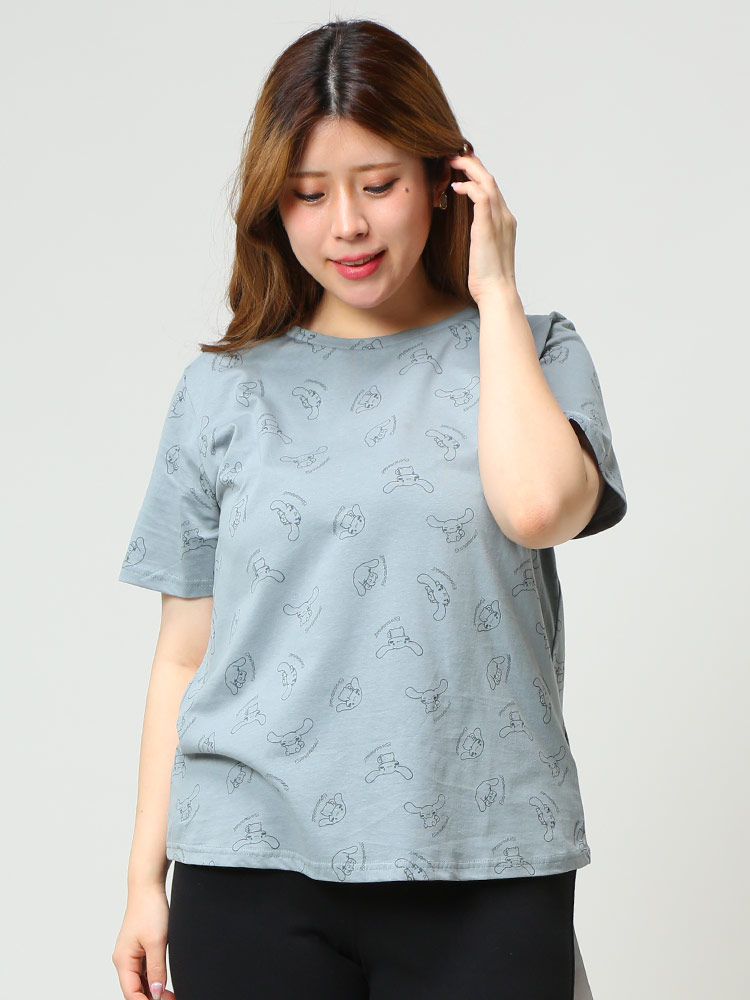 cinnamoroll (シナモロール) 接触冷感 シナモロール プリント クルーネック 半袖 Tシャツ