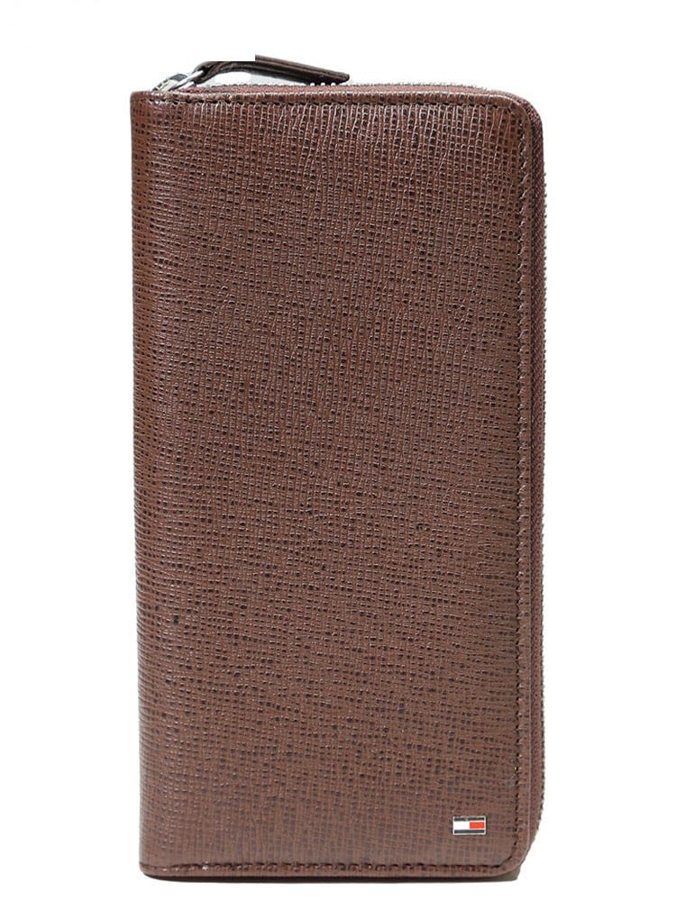 トミーヒルフィガー メンズ 財布 TOMMY HILFIGER ブランド 長財布 サイフ ラウンドジップ ウォレット ワンポイント 黒 クロ 茶色 チャイロ ブラウン TMZKKYZA