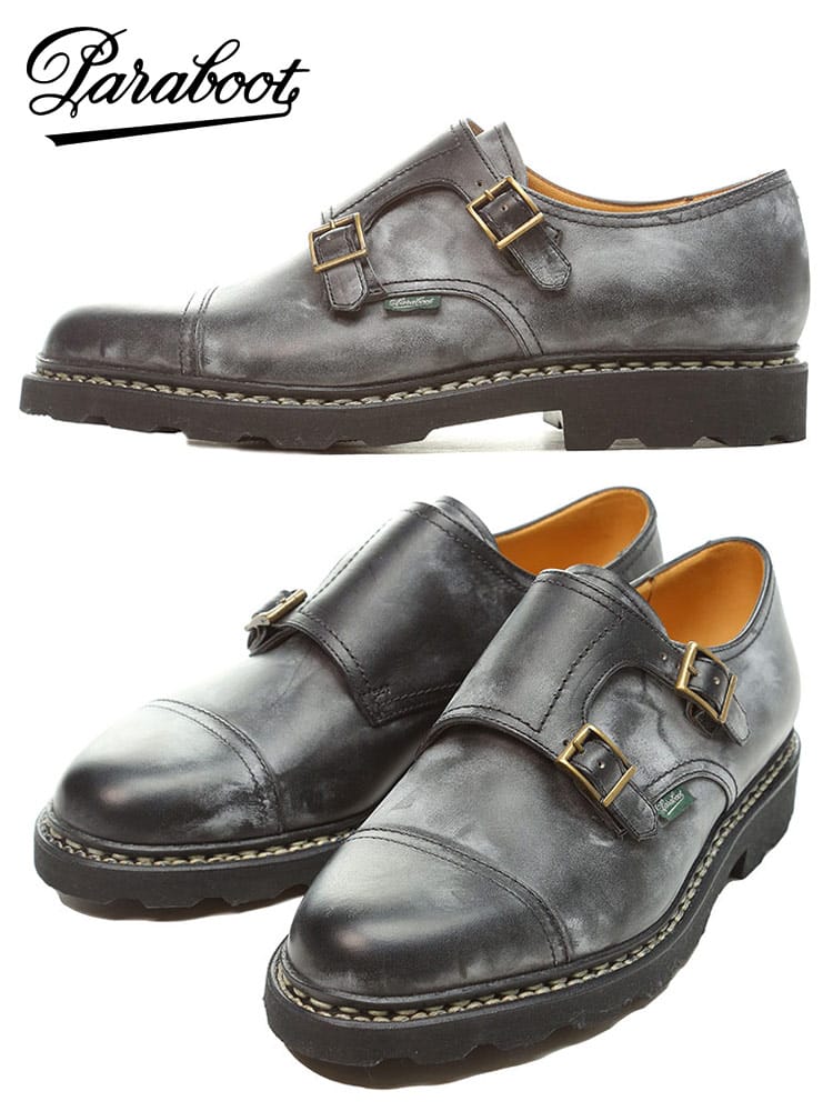 パラブーツ メンズ 靴 Paraboot 革靴 ブランド シューズ ビジネスシューズ ダブルモンク ストラップ WILLIAM ウィリアム 上品 ビジネス レザー LISレザー 本革 ノルヴェイジャン製法 黒 クロ PB981412