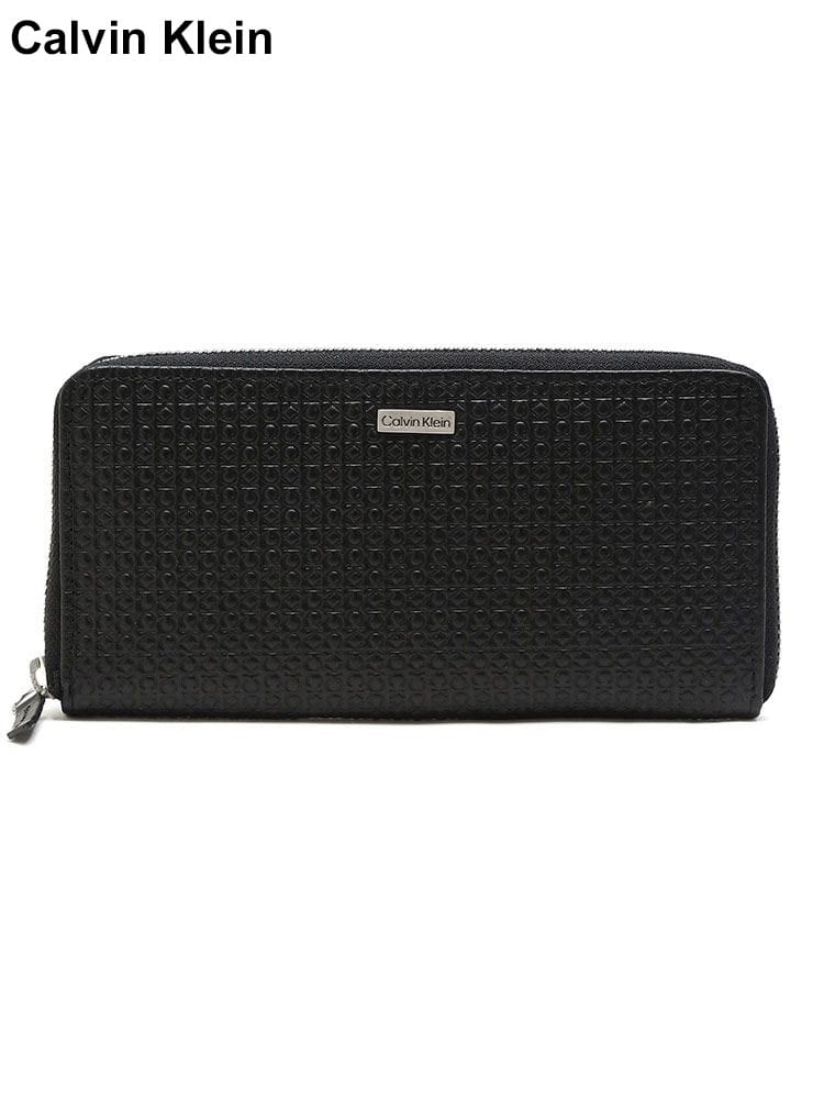 Calvin Klein (カルバンクライン) レザー エンボスロゴ ラウンドジップ ロングウォレット CK31CK190002 ブランド メンズ 男性 財布 ウォレット 長財布
