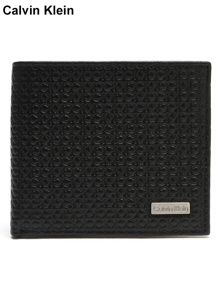 Calvin Klein (カルバンクライン) レザー エンボスロゴ 二つ折り 財布