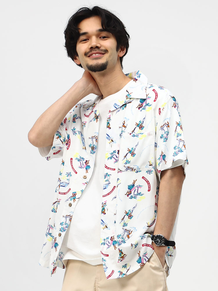 SAKAZEN (サカゼン) レーヨン100％ 半袖 アロハシャツ Hawaiian shirt