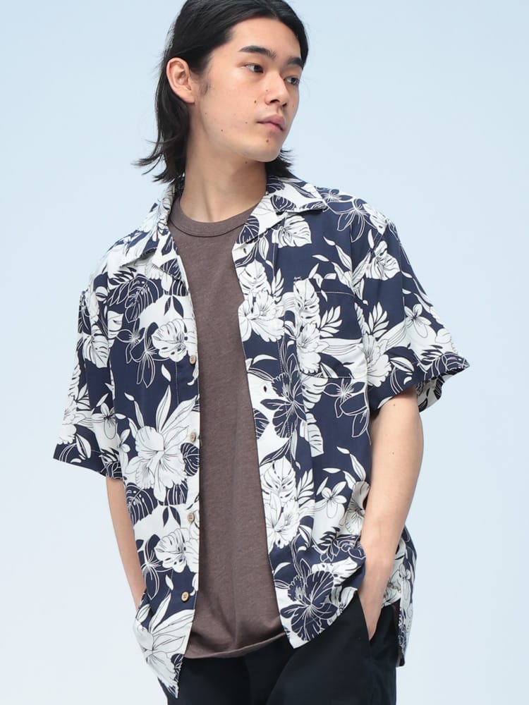 SAKAZEN (サカゼン) レーヨン100％ 半袖 アロハシャツ Hawaiian shirt WEB限定