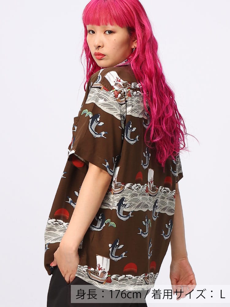 SAKAZEN (サカゼン) レーヨン100％ 半袖 アロハシャツ Hawaiian shirt WEB限定