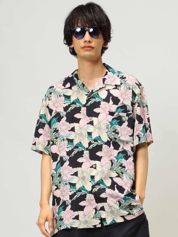 SAKAZEN (サカゼン) レーヨン100％ 半袖 アロハシャツ Hawaiian shirt 