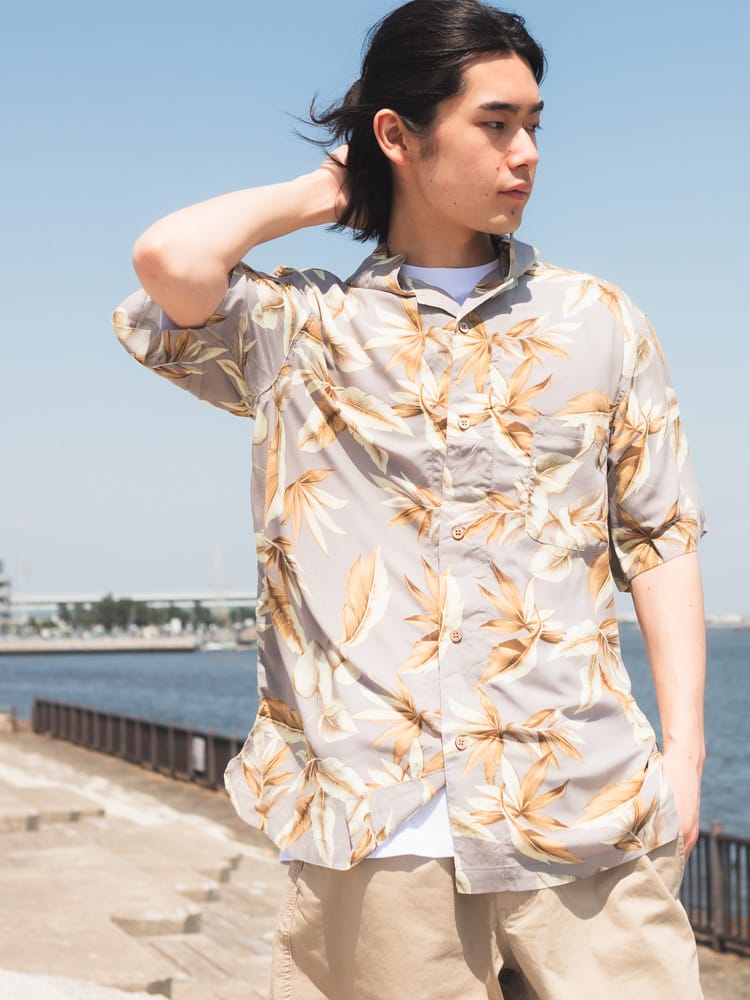SAKAZEN (サカゼン) レーヨン100％ 半袖 アロハシャツ Hawaiian shirt WEB限定