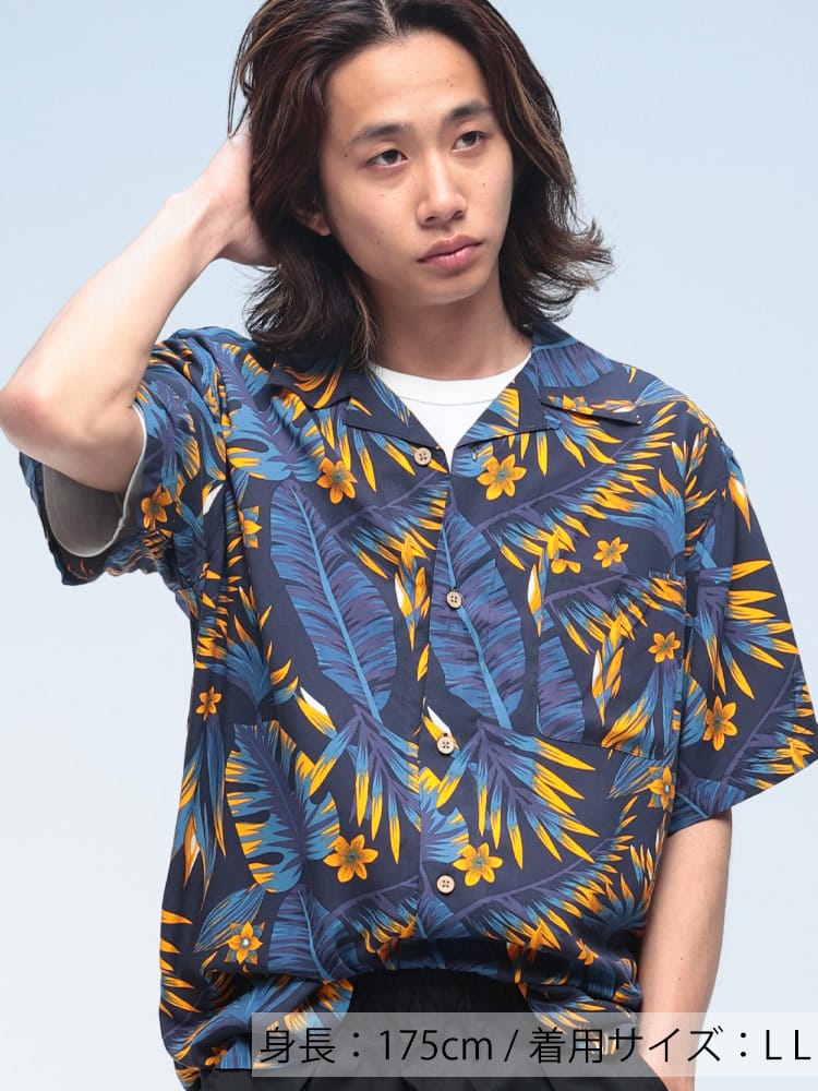 SAKAZEN (サカゼン) レーヨン100％ 半袖 アロハシャツ Hawaiian shirt WEB限定