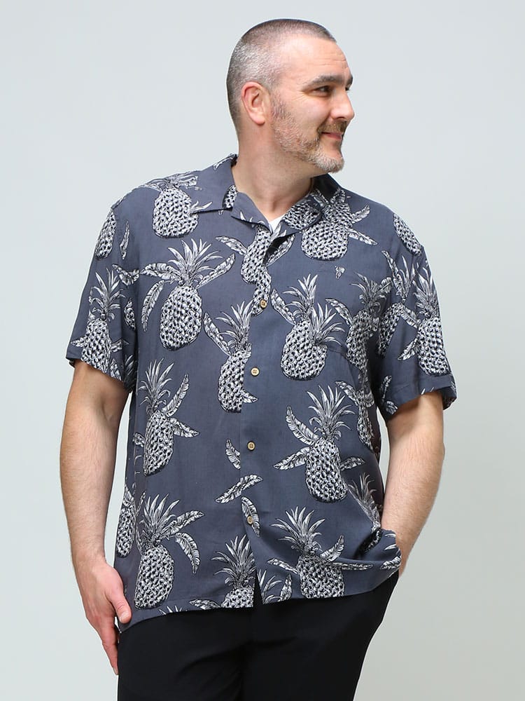 大きいサイズ メンズ B＆T CLUB (ビーアンドティークラブ) レーヨン 総柄 半袖 アロハシャツ アロハ22