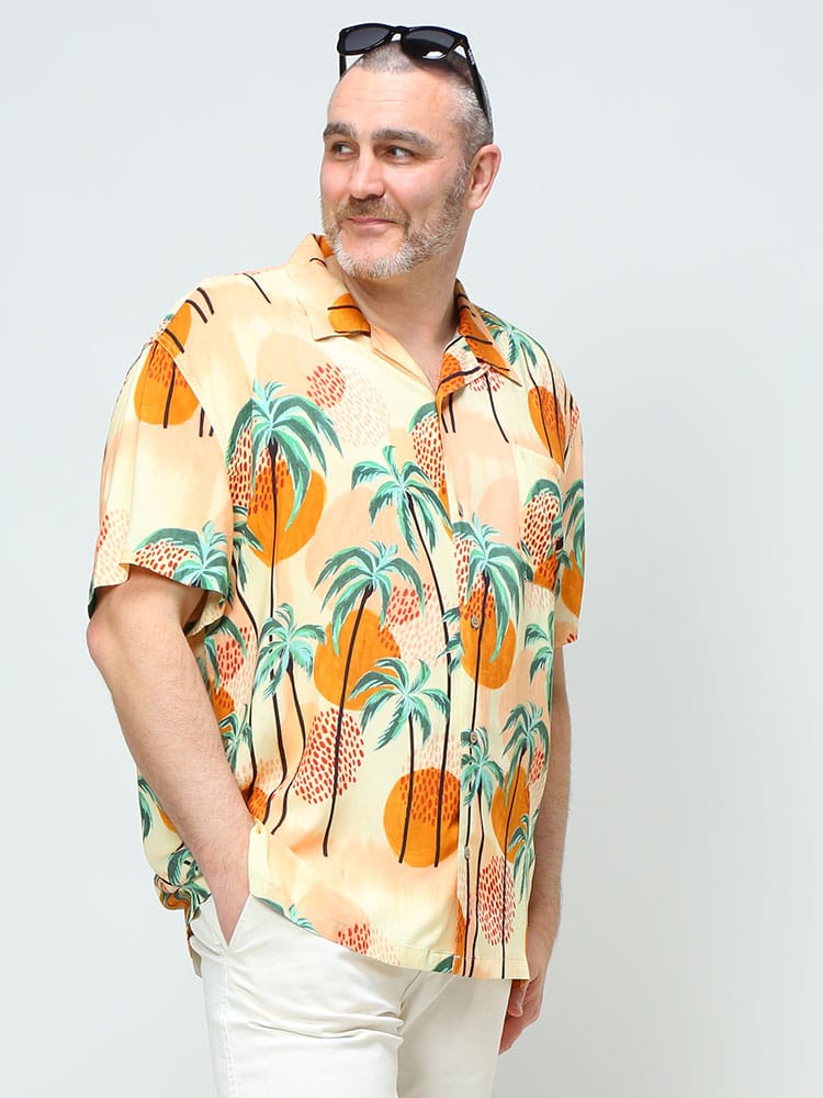 大きいサイズ メンズ B＆T CLUB (ビーアンドティークラブ) レーヨン 総柄 半袖 アロハシャツ アロハ22