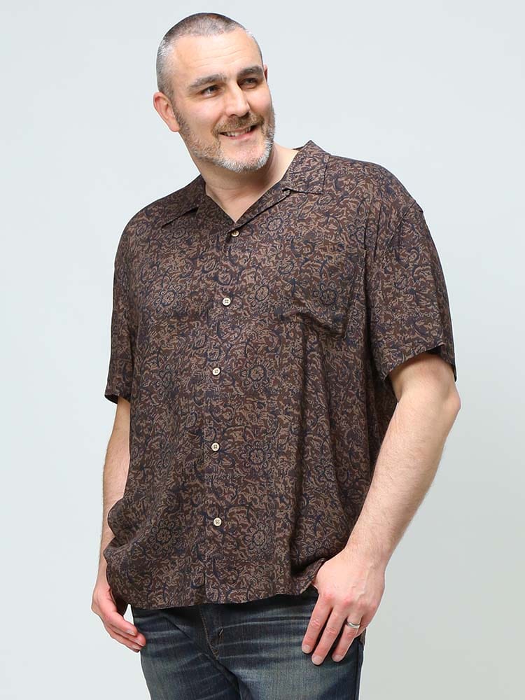 大きいサイズ メンズ B＆T CLUB (ビーアンドティークラブ) レーヨン 総柄 半袖 アロハシャツ アロハ22