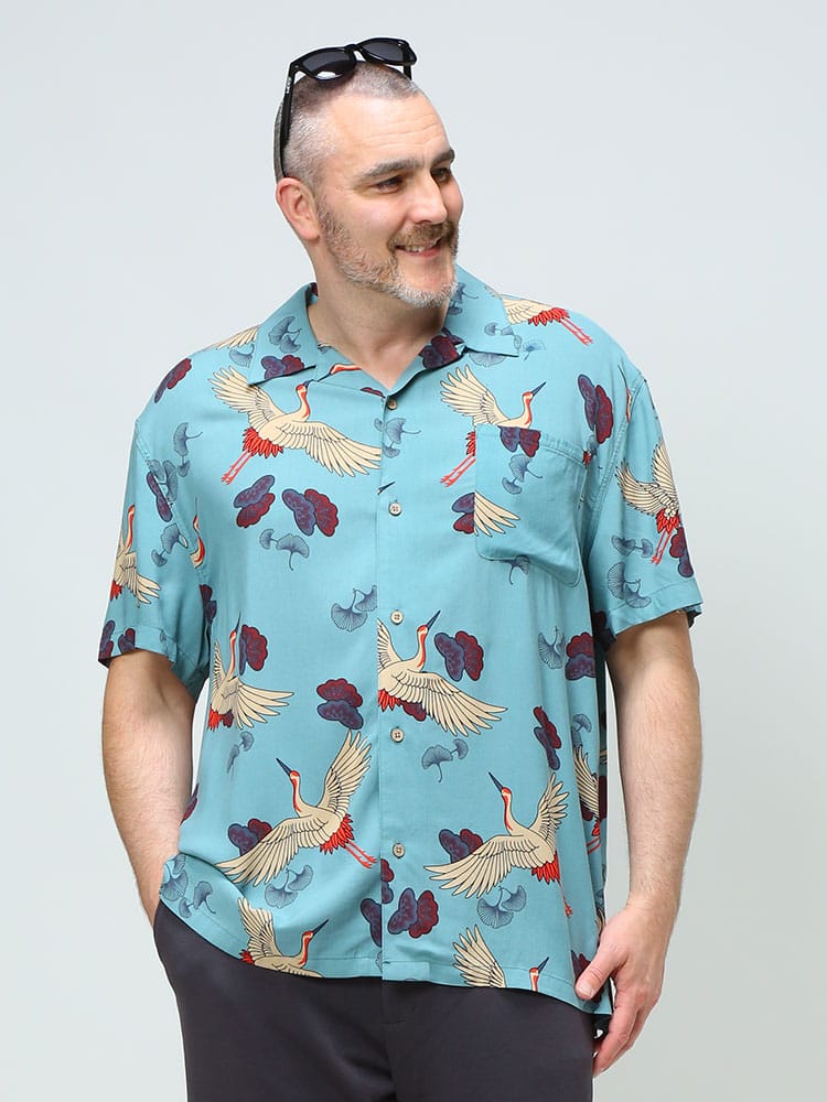 大きいサイズ メンズ B＆T CLUB (ビーアンドティークラブ) レーヨン 総柄 半袖 アロハシャツ アロハ22