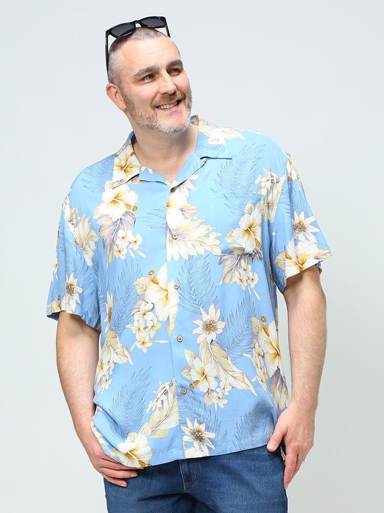 大きいサイズ メンズ B＆T CLUB (ビーアンドティークラブ) レーヨン 総柄 半袖 アロハシャツ アロハ22