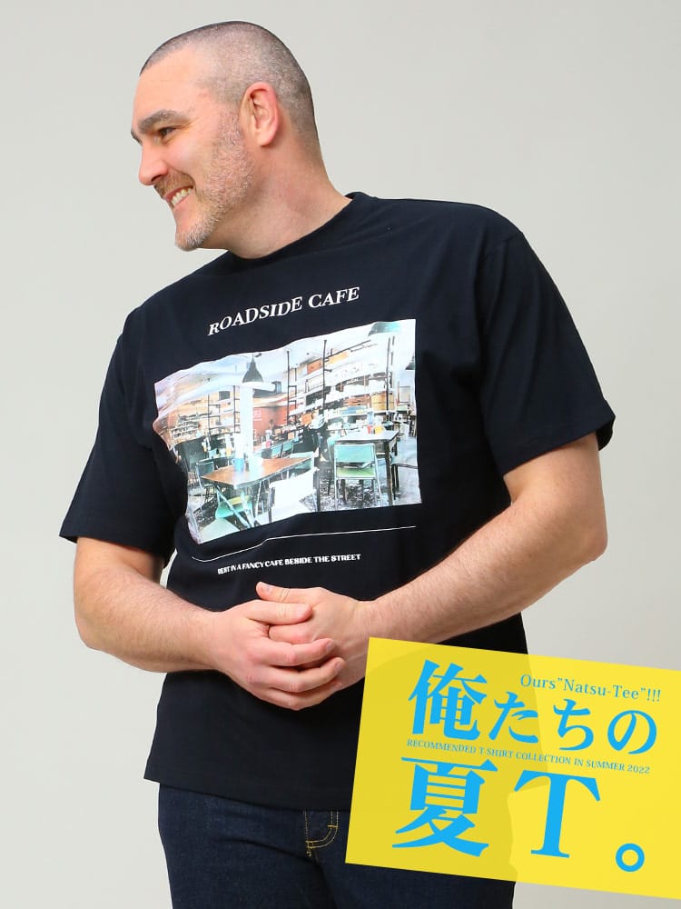 大きいサイズ メンズ B＆T CLUB (ビーアンドティークラブ) 綿100％ フォトプリント クルーネック 半袖 Tシャツ 俺夏T