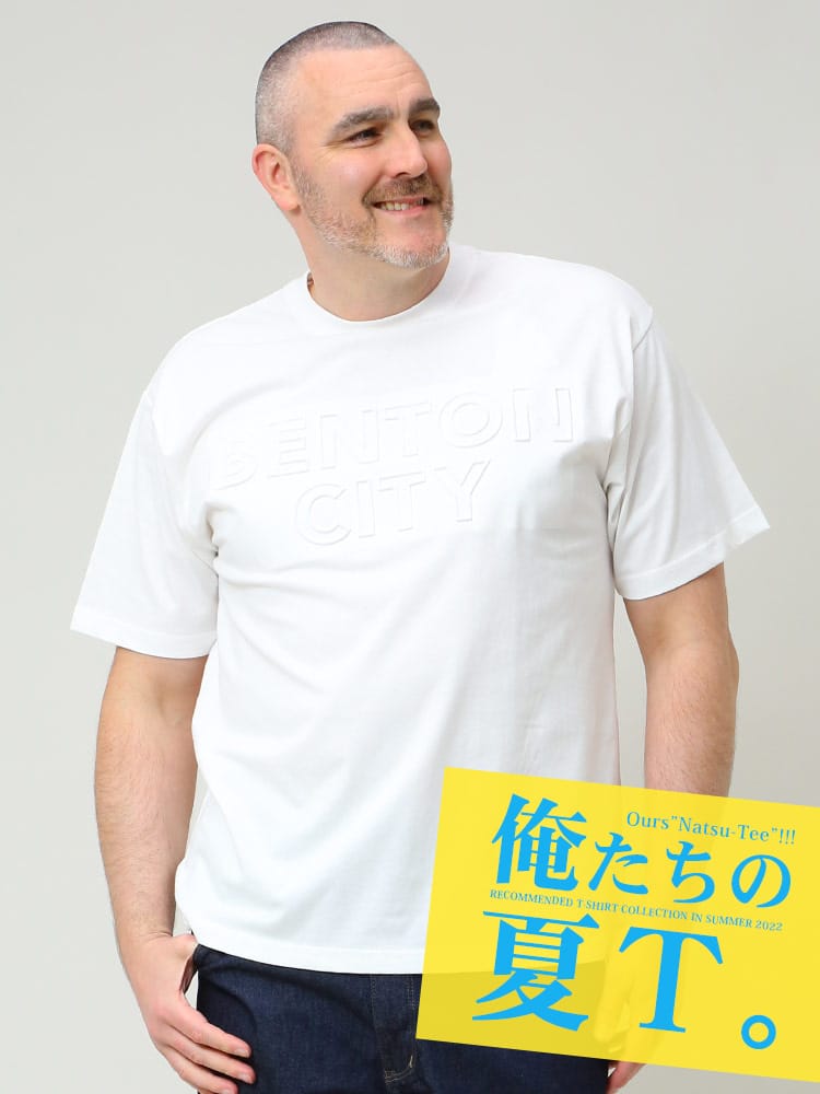 大きいサイズ メンズ B＆T CLUB (ビーアンドティークラブ) 綿100％ エンボスロゴ クルーネック 半袖 Tシャツ 俺夏T