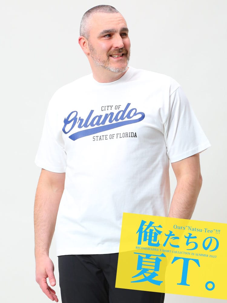大きいサイズ メンズ B＆T CLUB (ビーアンドティークラブ) ORLANDO カレッジロゴ クルーネック 半袖 Tシャツ 俺夏T