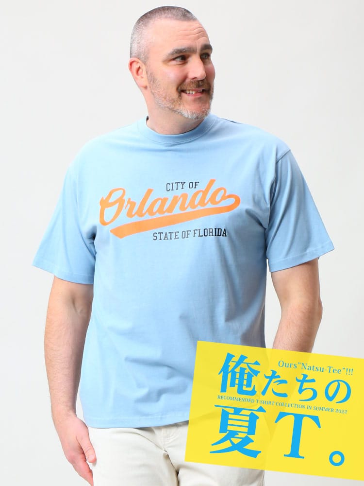 大きいサイズ メンズ B＆T CLUB (ビーアンドティークラブ) ORLANDO カレッジロゴ クルーネック 半袖 Tシャツ 俺夏T