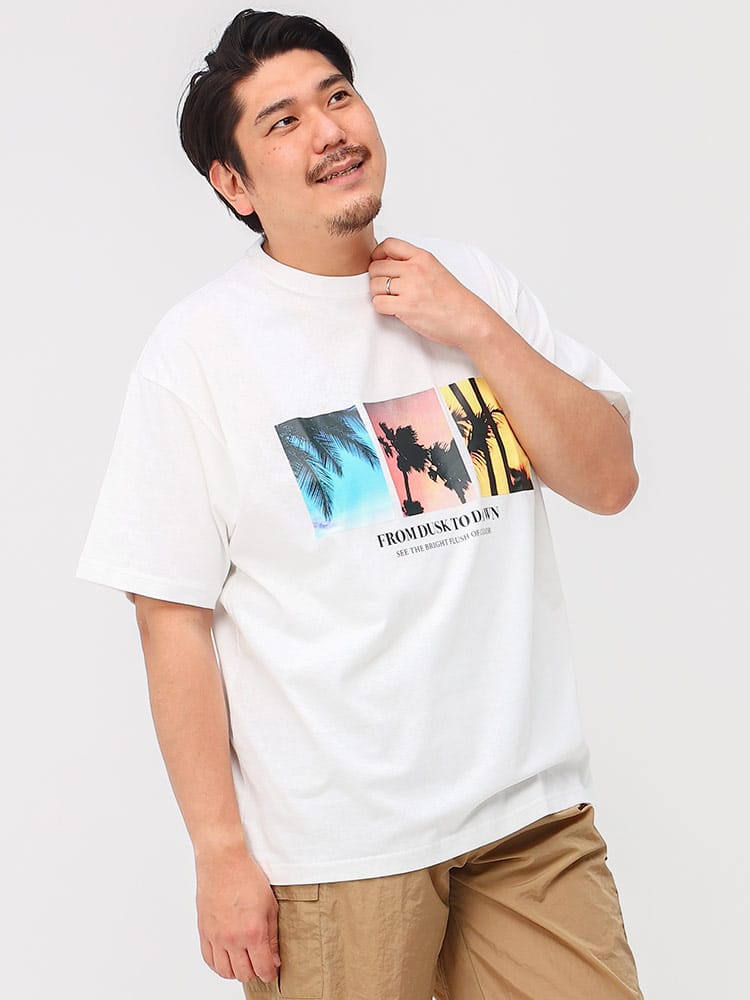 大きいサイズ メンズ B＆T CLUB (ビーアンドティークラブ) フォトプリント クルーネック 半袖 Tシャツ