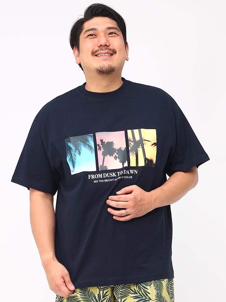 大きいサイズ メンズ B＆T CLUB (ビーアンドティークラブ) フォトプリント クルーネック 半袖 Tシャツ
