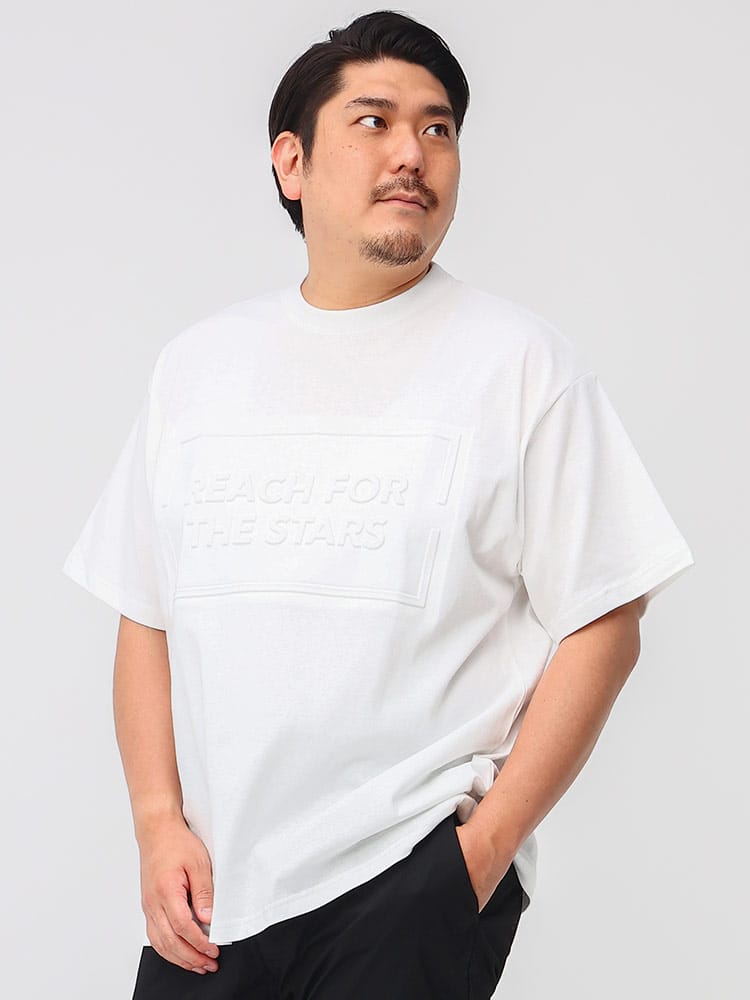 大きいサイズ メンズ B＆T CLUB (ビーアンドティークラブ) エンボス クルーネック 半袖 Tシャツ