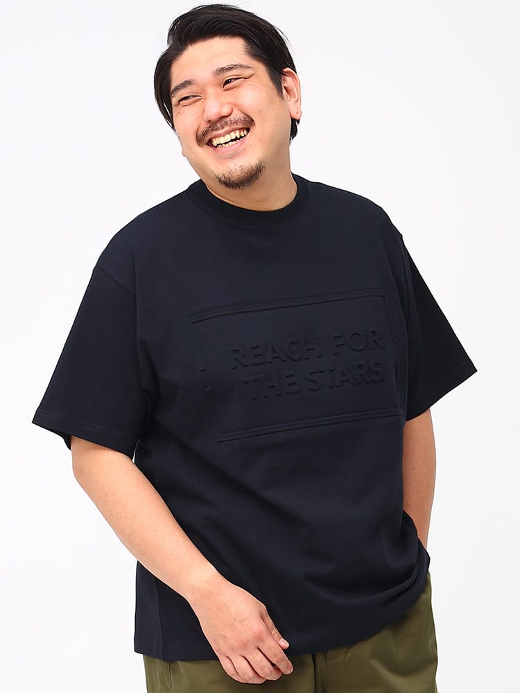 大きいサイズ メンズ B＆T CLUB (ビーアンドティークラブ) エンボス クルーネック 半袖 Tシャツ