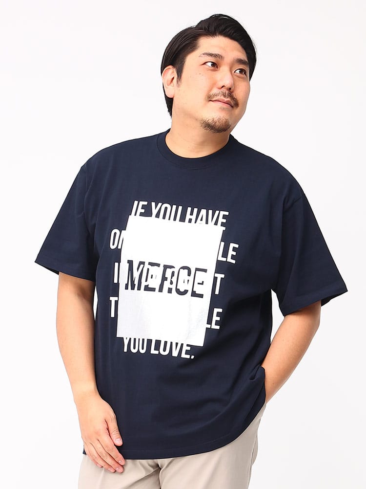 大きいサイズ メンズ B＆T CLUB (ビーアンドティークラブ) 箔プリント クルーネック 半袖 Tシャツ
