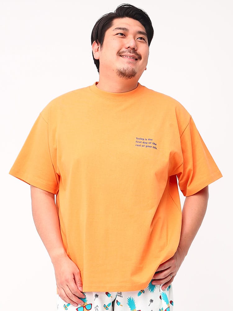 大きいサイズ メンズ B＆T CLUB (ビーアンドティークラブ) 手書きタッチプリント クルーネック 半袖 Tシャツ