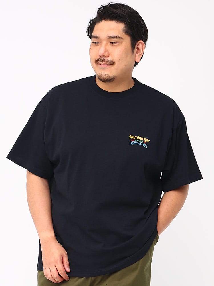 大きいサイズ メンズ B＆T CLUB (ビーアンドティークラブ) ハンバーガープリント クルーネック 半袖 Tシャツ