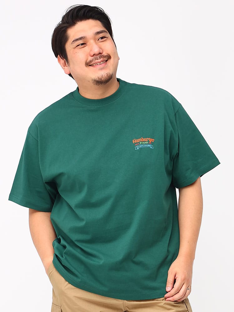 大きいサイズ メンズ B＆T CLUB (ビーアンドティークラブ) ハンバーガープリント クルーネック 半袖 Tシャツ