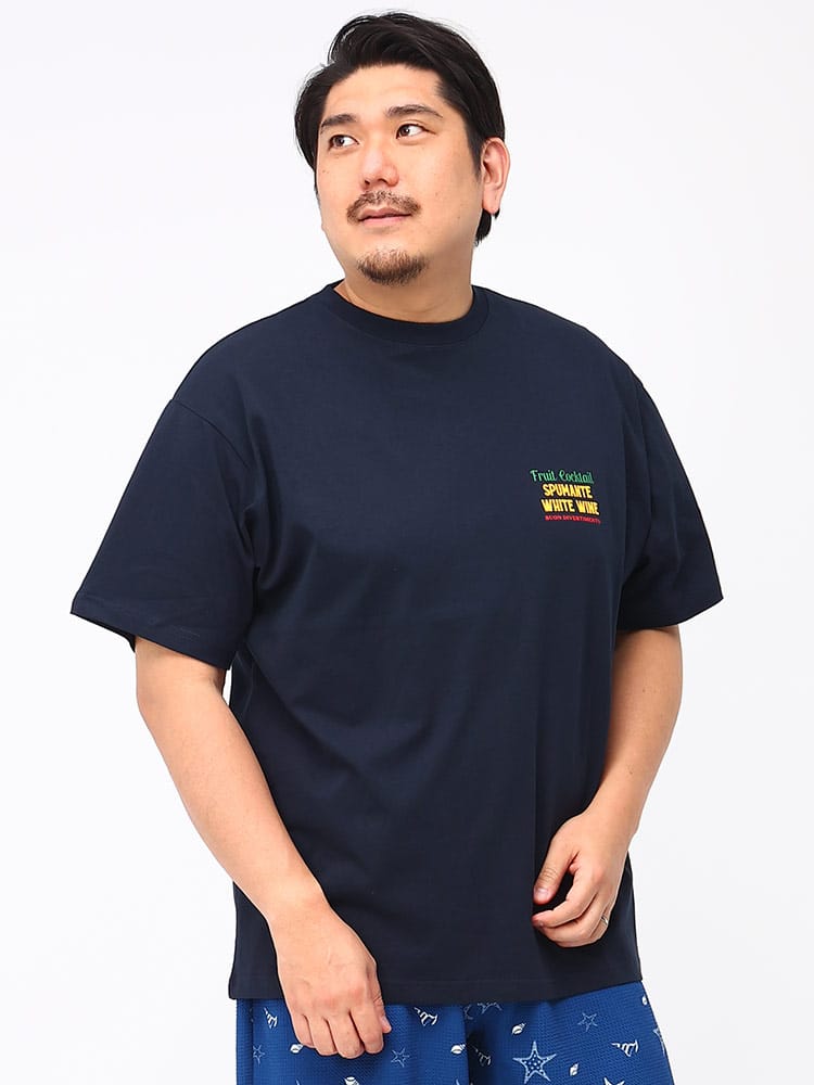 大きいサイズ メンズ B＆T CLUB (ビーアンドティークラブ) ドリンクプリント クルーネック 半袖 Tシャツ