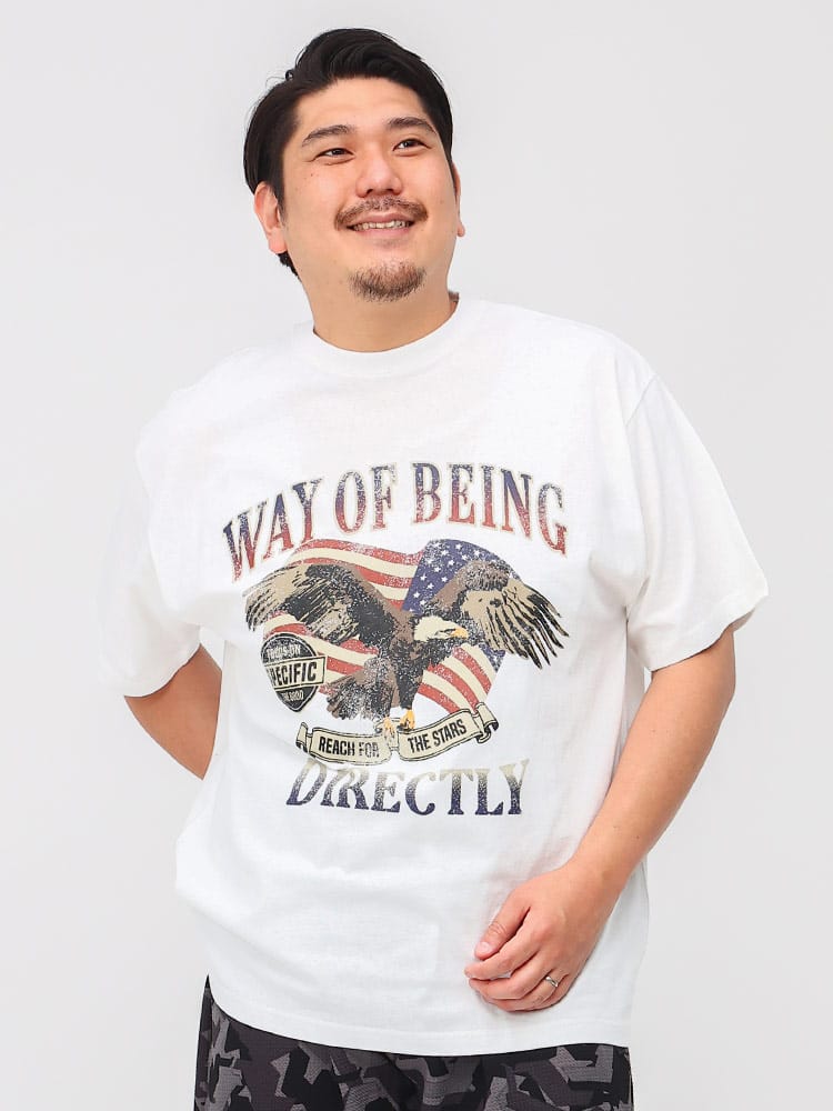 大きいサイズ メンズ B＆T CLUB (ビーアンドティークラブ) ビンテージイーグル クルーネック 半袖 Tシャツ