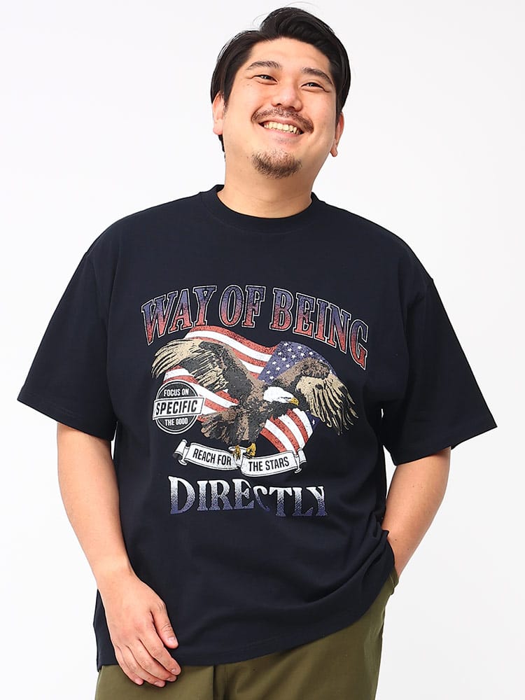 大きいサイズ メンズ B＆T CLUB (ビーアンドティークラブ) ビンテージイーグル クルーネック 半袖 Tシャツ
