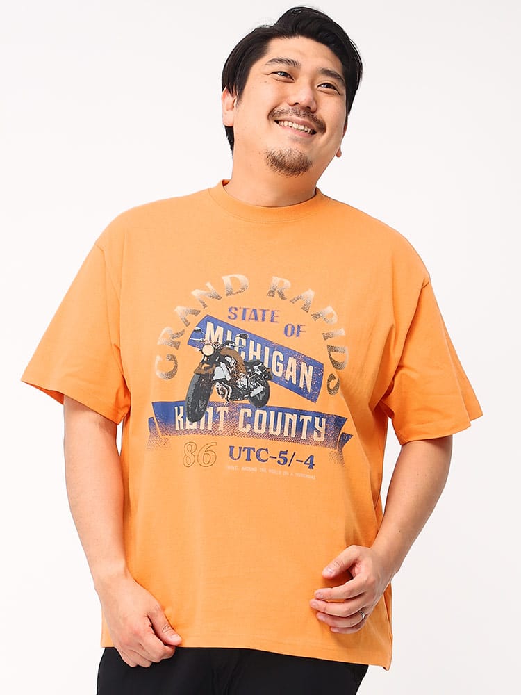 大きいサイズ メンズ B＆T CLUB (ビーアンドティークラブ) ビンテージバイク クルーネック 半袖 Tシャツ