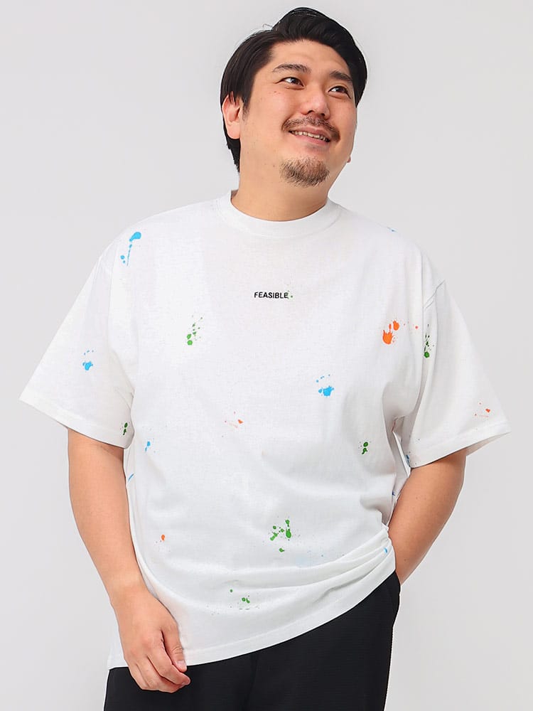 大きいサイズ メンズ B＆T CLUB (ビーアンドティークラブ) スプラッシュプリント クルーネック 半袖 Tシャツ