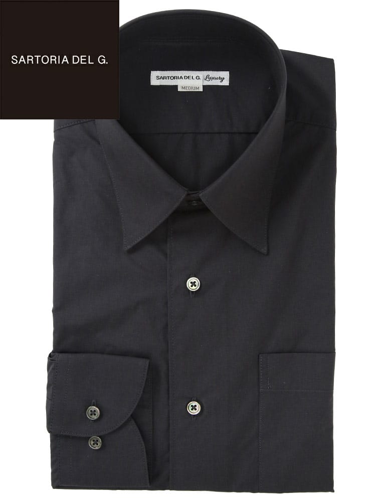 ワイシャツ 長袖 日本製 綿100％ 無地 レギュラーカラー ドレスシャツ SARTORIA DEL GROSSO サルトリアデルグロッソ