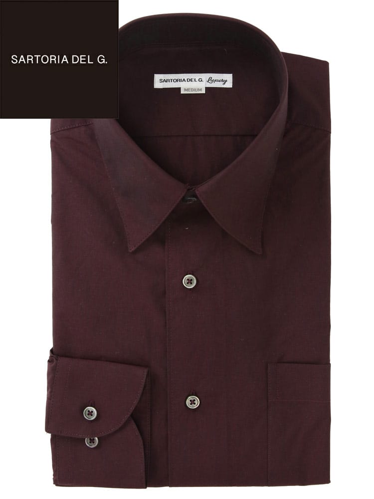 ワイシャツ 長袖 日本製 綿100％ 無地 レギュラーカラー ドレスシャツ SARTORIA DEL GROSSO サルトリアデルグロッソ