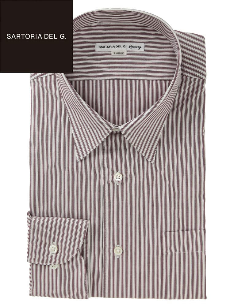 ワイシャツ 長袖 日本製 綿100％ ストライプ柄 レギュラーカラー ドレスシャツ SARTORIA DEL GROSSO サルトリアデルグロッソ