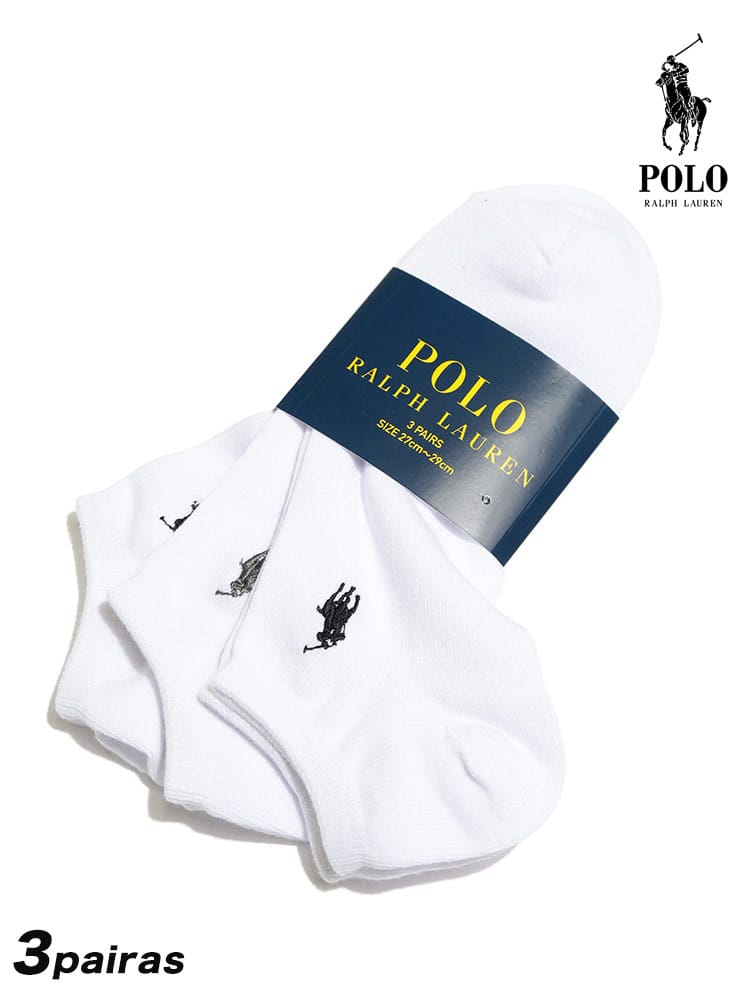 大きいサイズ メンズ POLO RALPH LAUREN ポロラルフローレン ワンポイントロゴ 無地 アンクル丈 ソックス 靴下 3足セット