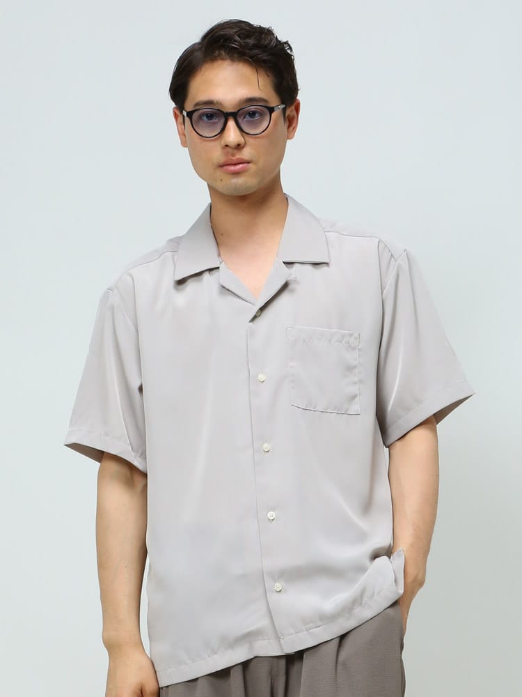 HALHAM (ハルハム) 無地 オープンカラー 半袖 シャツ WEB限定