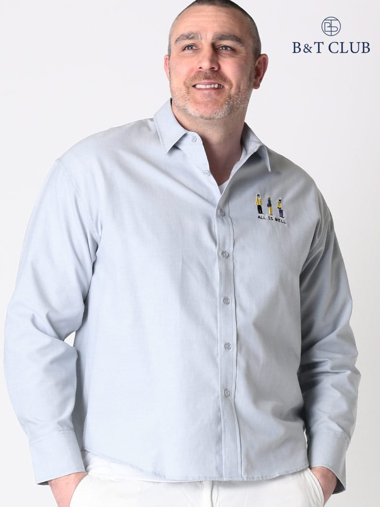大きいサイズ メンズ B＆T CLUB (ビーアンドティークラブ) ワンポイント刺繍 シャンブレー 長袖 シャツ