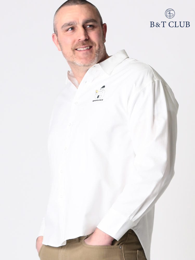 大きいサイズ メンズ B＆T CLUB (ビーアンドティークラブ) ワンポイント刺繍 シャンブレー 長袖 シャツ