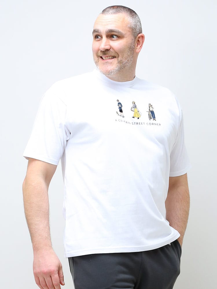 大きいサイズ メンズ B＆T CLUB (ビーアンドティークラブ) USAコットン 刺繍 クルーネック 半袖 Tシャツ
