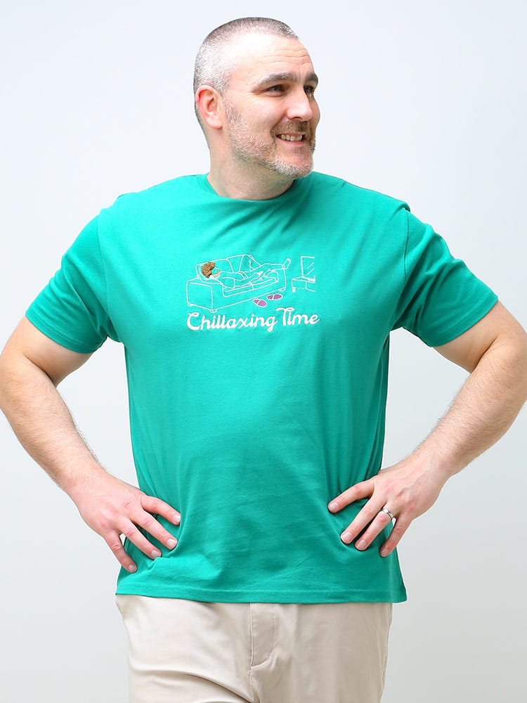 大きいサイズ メンズ B＆T CLUB (ビーアンドティークラブ) USAコットン サガラ刺繍 クルーネック 半袖 Tシャツ
