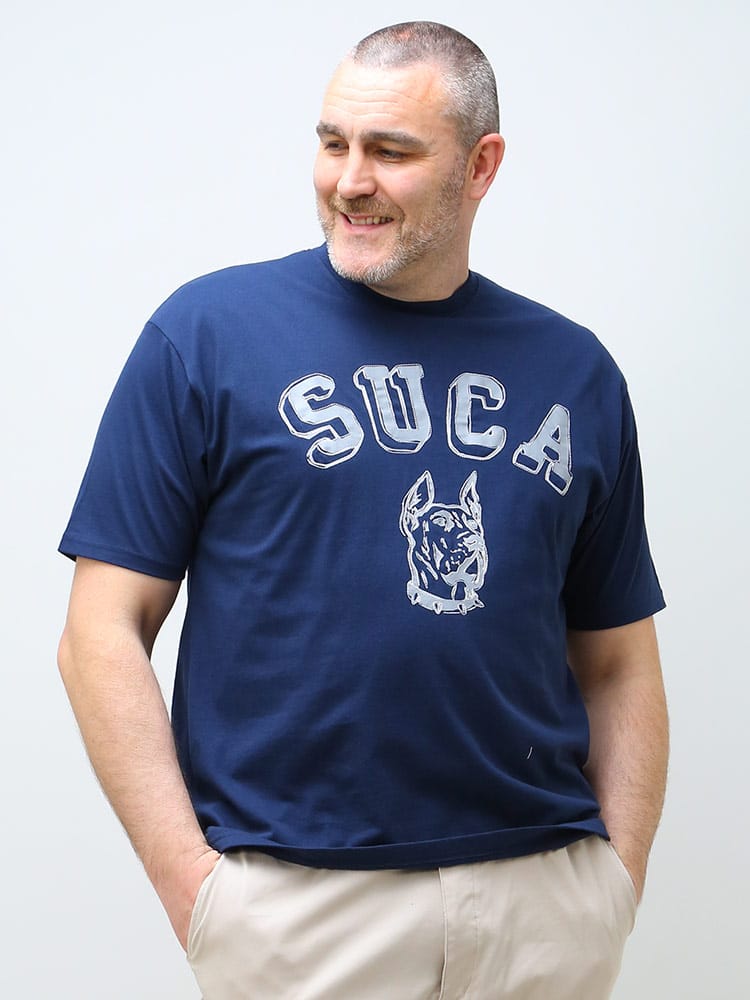 大きいサイズ メンズ B＆T CLUB (ビーアンドティークラブ) USAコットン アニマルカレッジ クルーネック 半袖 Tシャツ