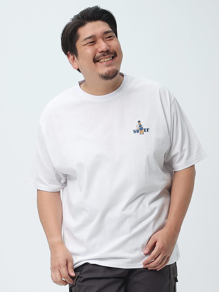 大きいサイズ メンズ B＆T CLUB (ビーアンドティークラブ) USAコットン ワンポイント刺繍 クルーネック 半袖 Tシャツ
