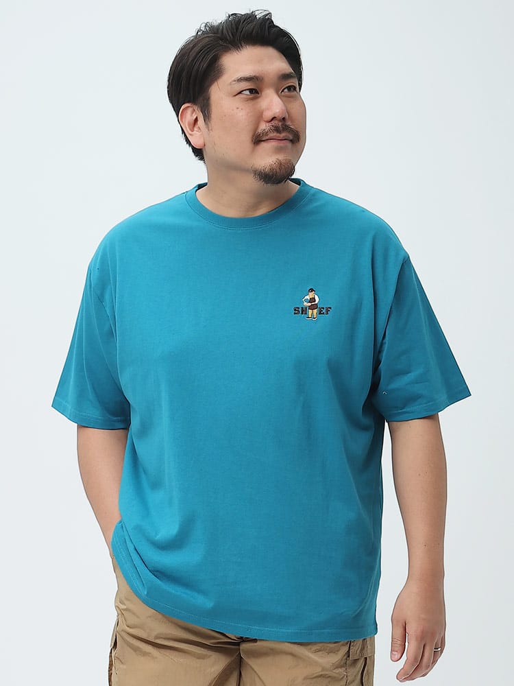 大きいサイズ メンズ B＆T CLUB (ビーアンドティークラブ) USAコットン ワンポイント刺繍 クルーネック 半袖 Tシャツ