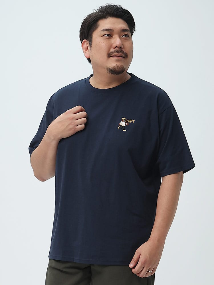 大きいサイズ メンズ B＆T CLUB (ビーアンドティークラブ) USAコットン ワンポイント刺繍 クルーネック 半袖 Tシャツ