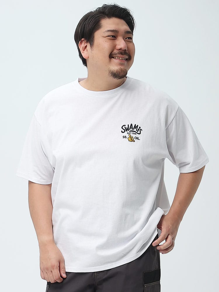 大きいサイズ メンズ B＆T CLUB (ビーアンドティークラブ) USAコットン バックワッペン刺繍 クルーネック 半袖 Tシャツ