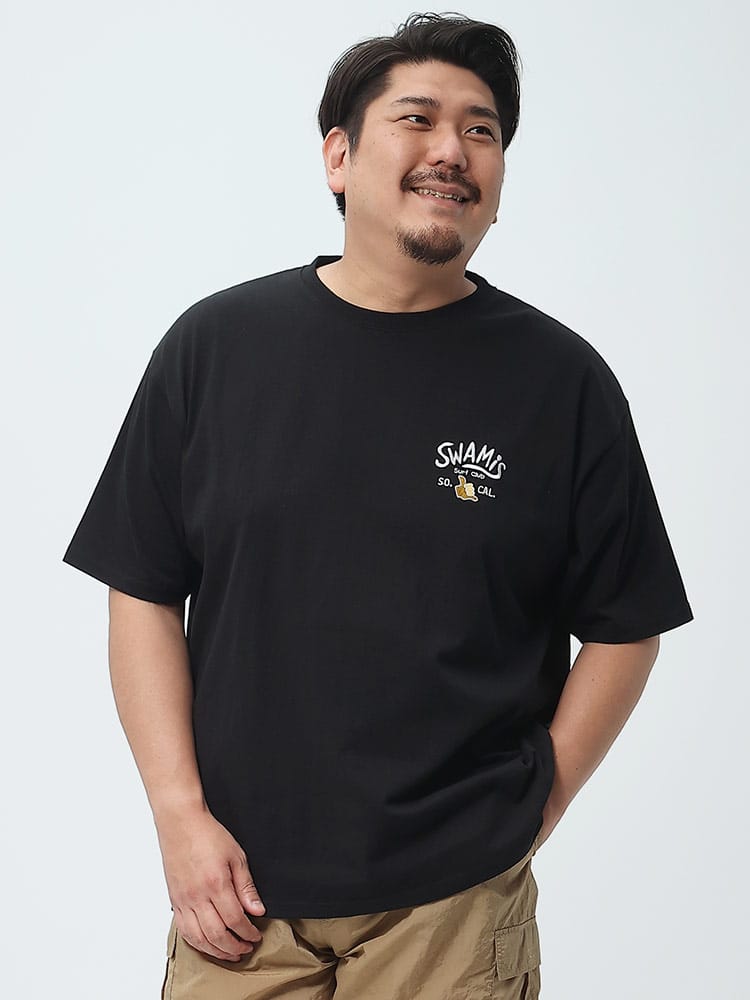大きいサイズ メンズ B＆T CLUB (ビーアンドティークラブ) USAコットン バックワッペン刺繍 クルーネック 半袖 Tシャツ