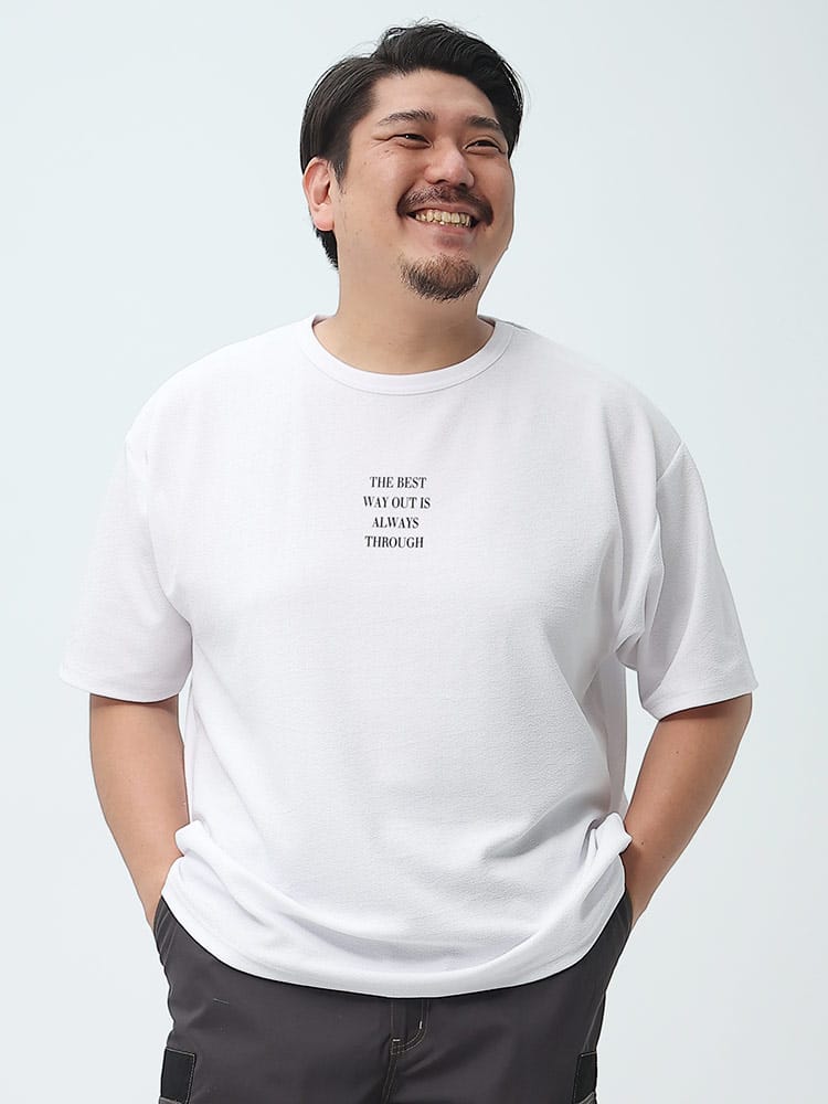 大きいサイズ メンズ B＆T CLUB (ビーアンドティークラブ) 梨地 バックプリント クルーネック 半袖 Tシャツ